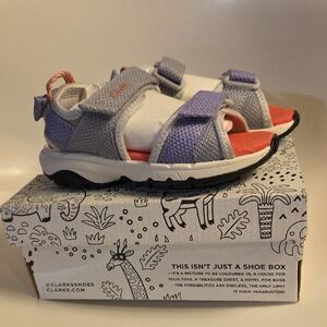 Clarks Kids Lilac Gray and Coral Pink Open-Toe Sport Sandals